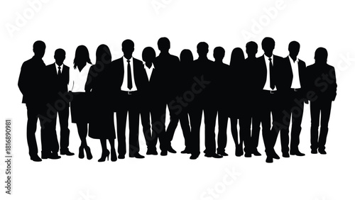 Business professionals group silhouette isolated on white background, Vector