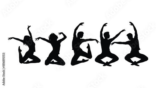 Dynamic dance silhouettes isolated on white background, Vector