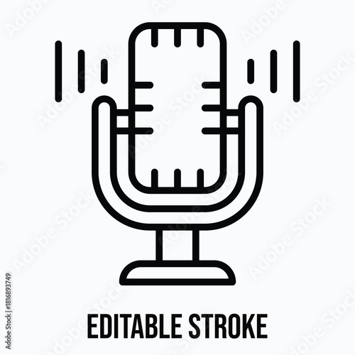 Microphone Podcast Vector Icon Illustration, Lineal Icon