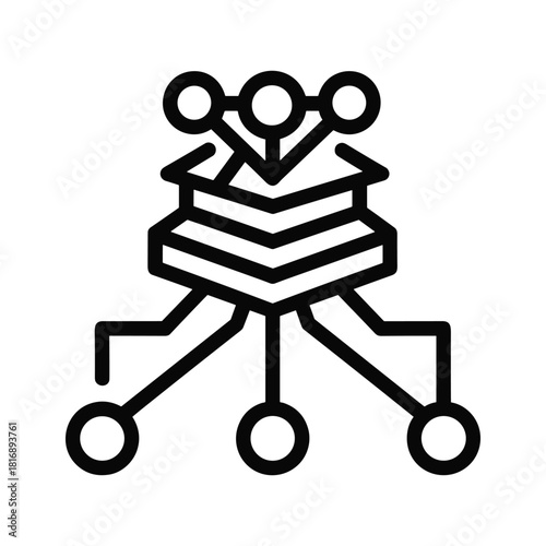 Backpack with gear settings icon, outdoor travel equipment configuration, hiking adventure settings, line art vector