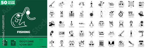 Fishing Duotone Editable Icons set