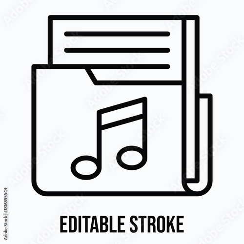 Music Folder Storage Vector Icon Illustration, Lineal Icon
