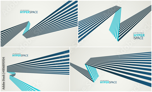 Lines in motion vector abstract background set, 3D perspective stripes showing energy speed and aggression, minimal linear wallpaper art, sharp surreal graphics.