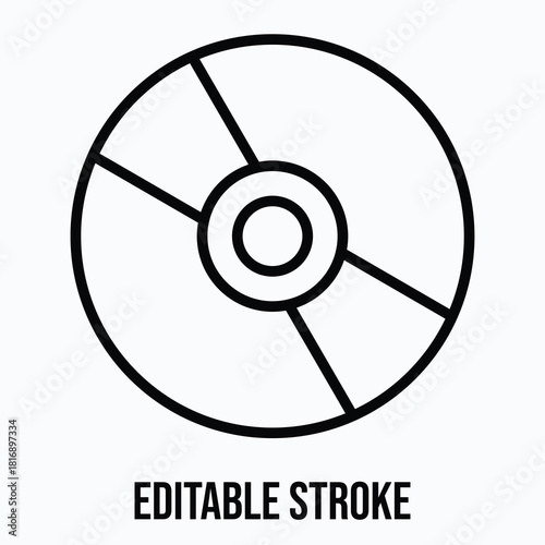 Music Disc Vector Icon Illustration, Lineal Icon