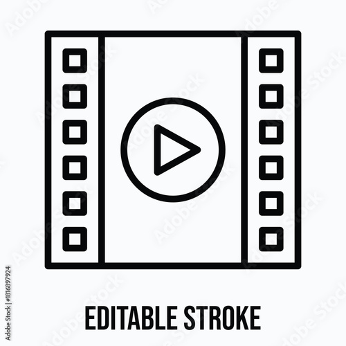 Filmstrip Video Vector Icon Illustration, Lineal Icon