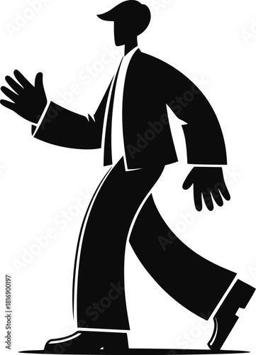 Walking Silhouette A Simple Depiction of a Person in Motion, Isolated Design