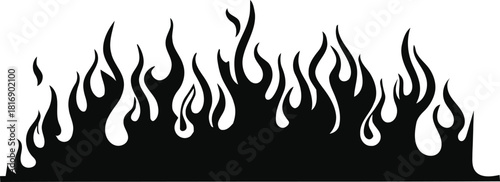 Black and white flames graphic design element illustration