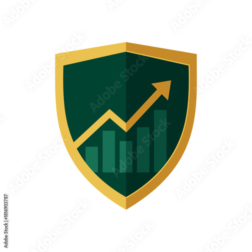 Financial Growth Security Shield Icon Vector. Protected investment and market success logo symbol for profitable business strategy and stability.