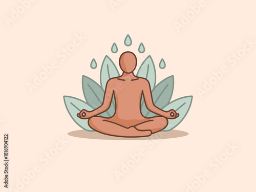 Minimalist Meditation Vector Illustration. Person in Lotus Pose (Padmasana) for Relaxation, Mindfulness, and Spiritual Wellness. Flat Design Icon for Yoga, Zen, and Mental Health.