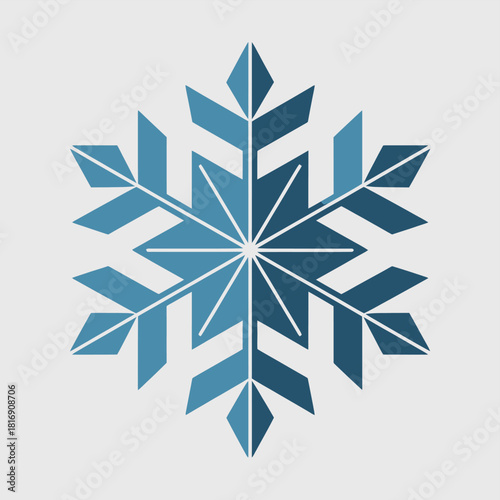 Stylized Blue Geometric Snowflake Icon. Abstract Vector Design Element for Winter Holidays, Christmas Decoration, Cold Weather, and Seasonal Branding.