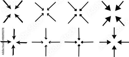 maximize and minimize line Arrows icon set, expanding arrow line icon symbol, expanding arrow line icons on white background.
