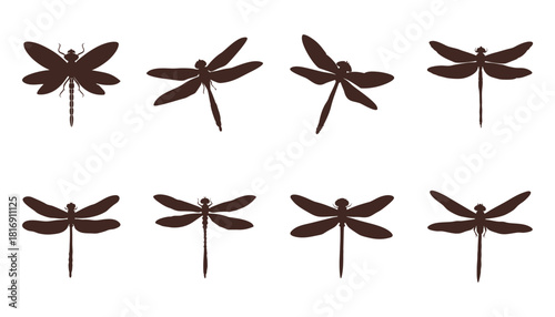 Elegant dragonfly silhouettes for modern designs and nature projects