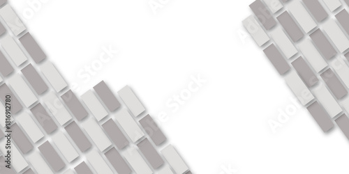 Minimalist geometric background featuring diagonal rows of 3D rectangular blocks on a white backdrop, creating a modern abstract pattern with soft shadows and clean, contemporary design.