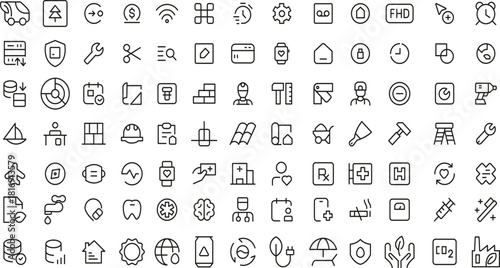 Web & App design icon set. ui ux line icon, user interface iconset collection. Trendy line icons. minimal thin line web icon set.