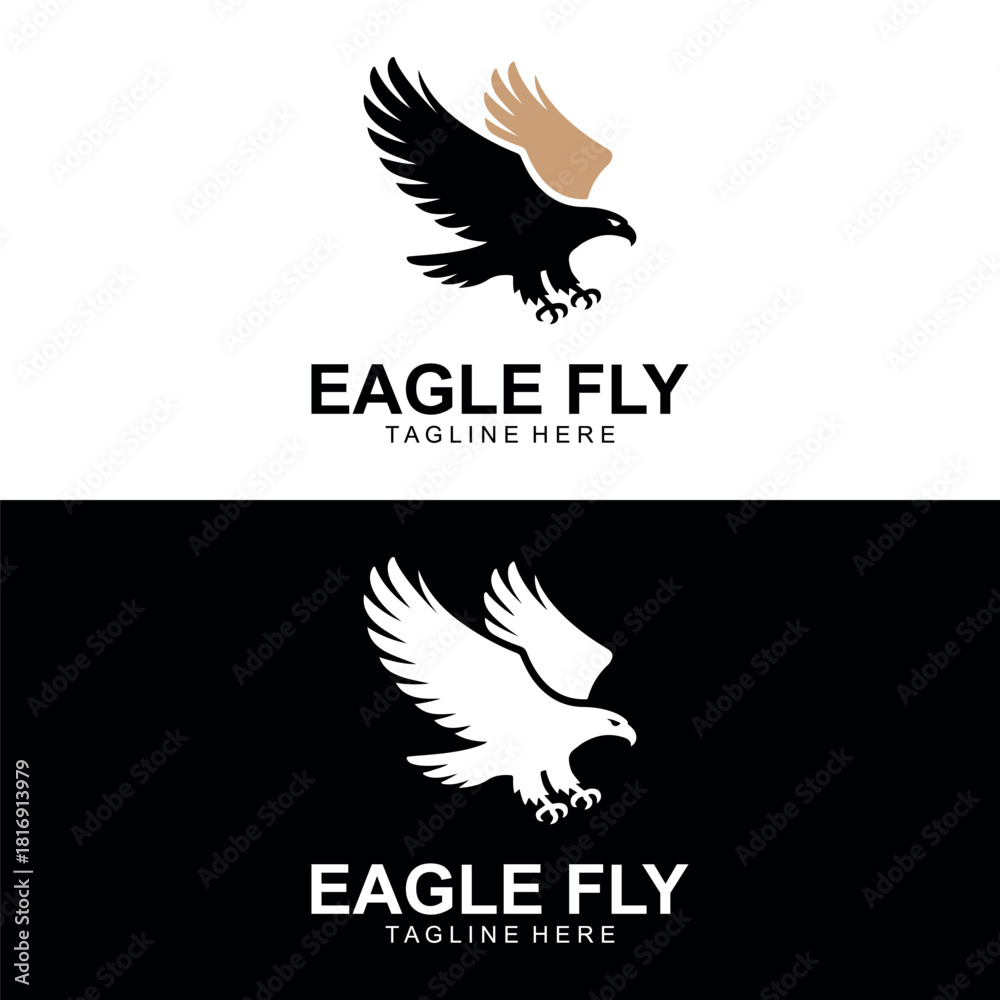 Fototapeta premium Eagle Fly Logo Design – Bold Soaring Eagle Emblem for Branding