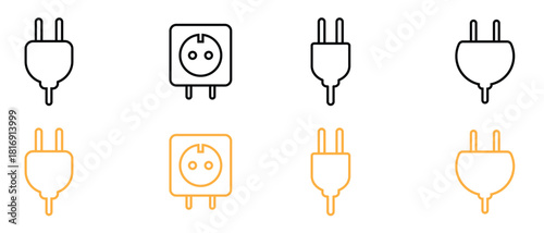 Electric Plug Icon Set - stock vector.
