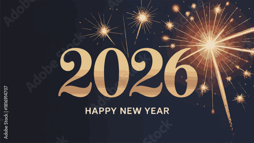 Festive New Year and Christmas greeting card with snowflakes and stars