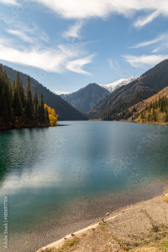 Lower Kolsay lake. Kolsay national park, Almaty region, Kazakhstan.