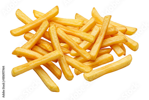 PNG image of Delicious golden french fries piled high perfect for fast food menus and restaurant promotions with crispy texture and appetizing presentation on transparent background