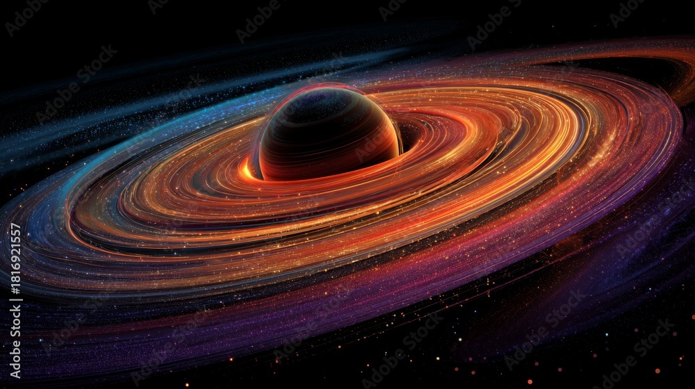 Fototapeta premium Bright Cosmic Swirls of Stardust and Planetary Rings in a Vibrant Universe Scene