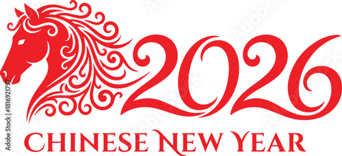 2026 chinese new year symbol with stylized red horse zodiac art