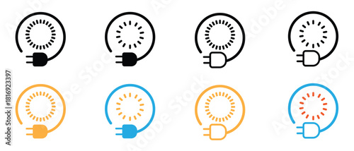 Electric plug energy icons set - stock vector.