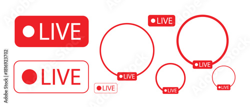 Minimal Live Stream Icons Set - stock vector.