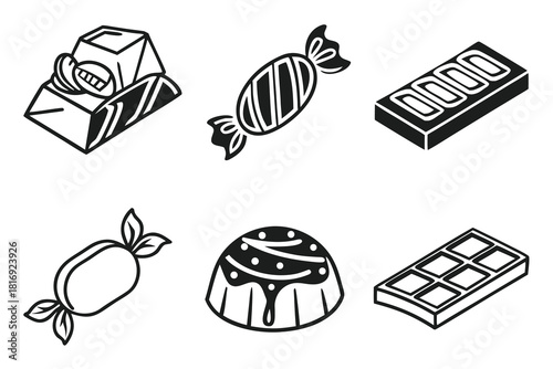 Minimalist candy and chocolate icon set