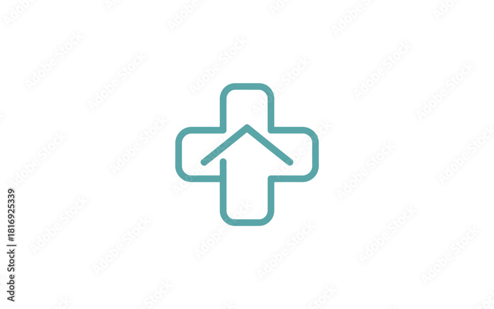 Fototapeta premium Medical cross with upward arrow symbol representing growth and healthcare progress