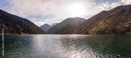 Lower Kolsay lake. Kolsay national park, Almaty region, Kazakhstan.