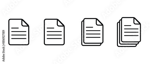 Clean document file icons set - stock vector.