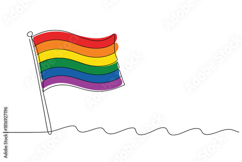 Waving rainbow flag symbolizing lgbtq pride and equality