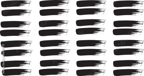 Black brush strokes pattern on white background texture