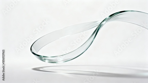 Glass Ribbon Curved Mid-Air on Clean Background