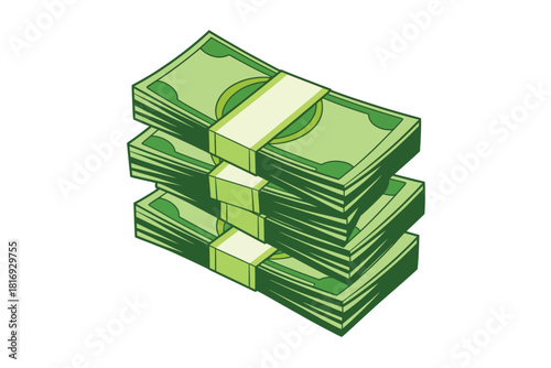 Stack of us dollar bills tied with a paper band