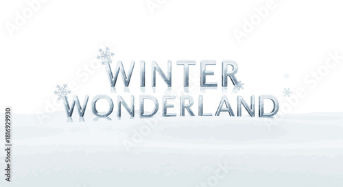 Winter wonderland text with icy effect