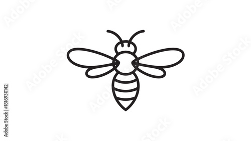 Honey Bee Line Art Icon Simple Vector Illustration of Insect Outline Design Minimalist Style