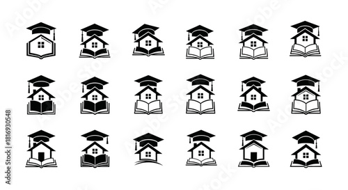 Educational housing vector collection showcasing various learning and development institution logos