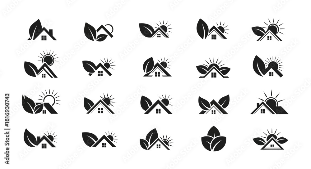 Fototapeta premium Conceptual illustrations of sustainable homes, highlighting eco-friendly architecture and natural