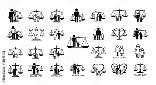 Symbolic representation of balance in family legal issues and social support structures