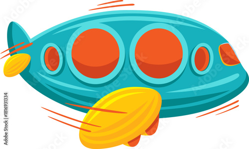 Cartoon Illustration of a Flying Blimp