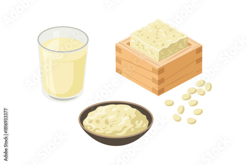 Soy milk soybeans and soy powder ingredients for healthy eating