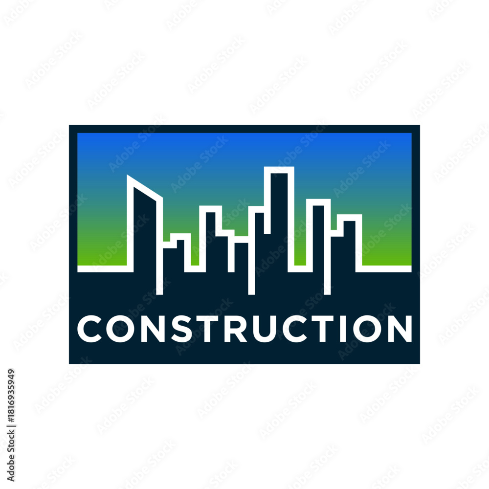 Fototapeta premium Construction Company Skyline Modern Building Project & Real Estate Development Logo