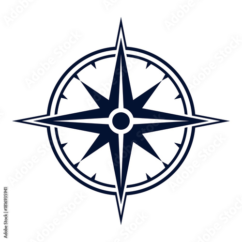 Navigation Compass Icon Precision Direction, Maritime Travel, and Timeless Adventure Symbol