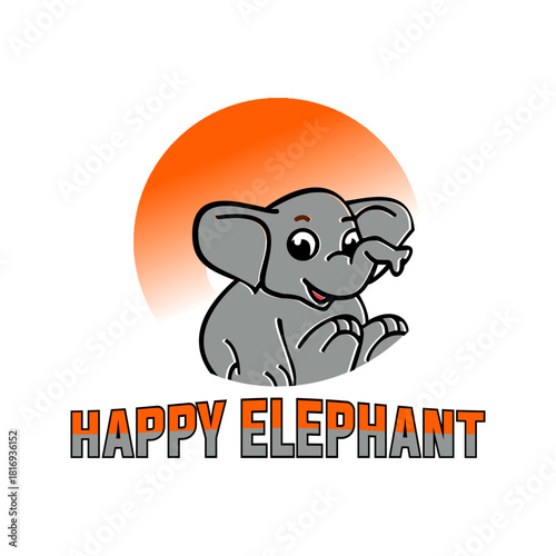 Cheerful Elephant Cartoon Logo Friendly Design for Kids & Animal Lovers