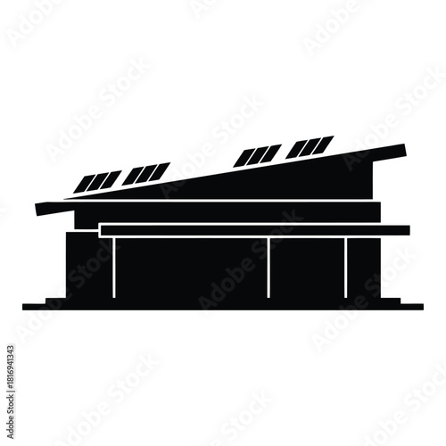 Modern Building Silhouette, Architectural Structure Icon, Minimalist Building Design