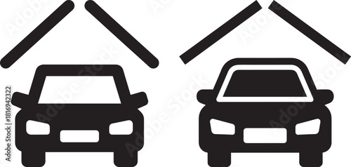 Two car garage silhouette icon