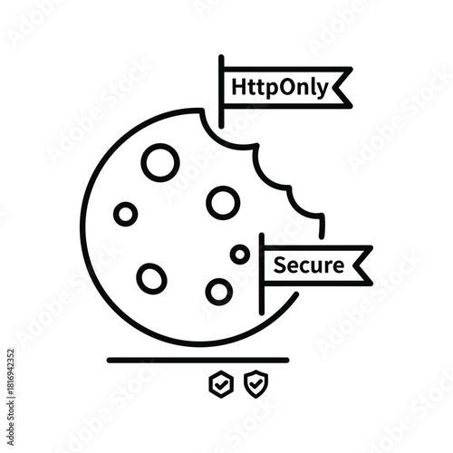 Https cookie security icon, httponly and secure flags, web protection