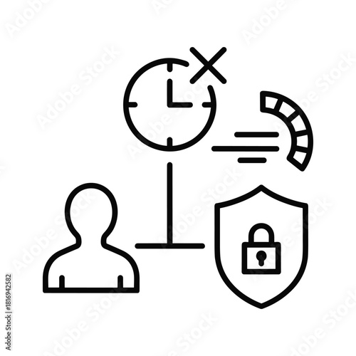 User access time limit, data security, and privacy protection line icon