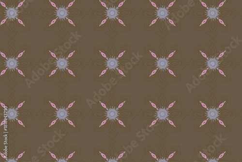 A warm, deep Cocoa brown geometric floral print, best for cozy winter flannel or elegant coffee shop branding.